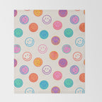 Retro Rainbow Smiling Faces Pattern Throw Blanket Gallery Image 2
