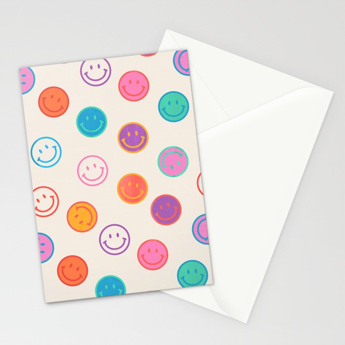 Retro Rainbow Smiling Faces Pattern Stationery Card Gallery Image 2