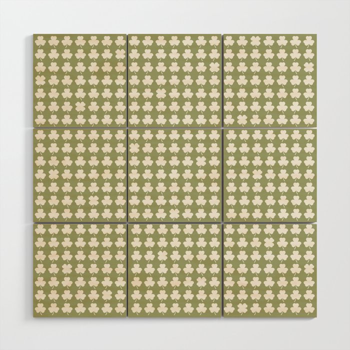 Clovers XXVIII Natural Green Botanical Pattern Wood Wall Art Gallery Image 1