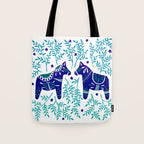 Swedish Dala Horses - Navy & Blue Palette Tote Bag Gallery Image 1
