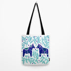 Swedish Dala Horses - Navy & Blue Palette Tote Bag Gallery Image 2
