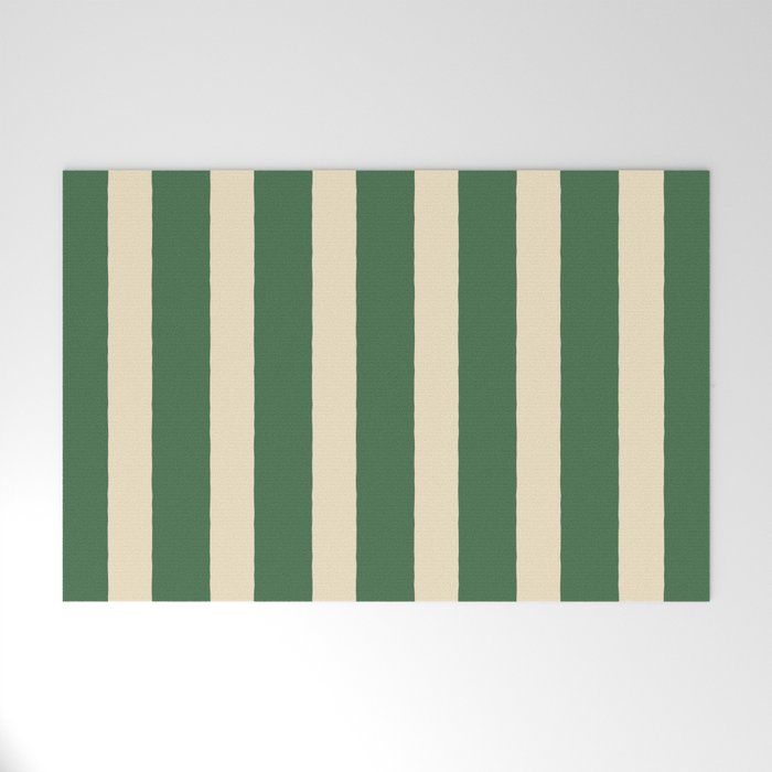 Simple Stripes Pattern - Deep Green Welcome Mat Gallery Image 1