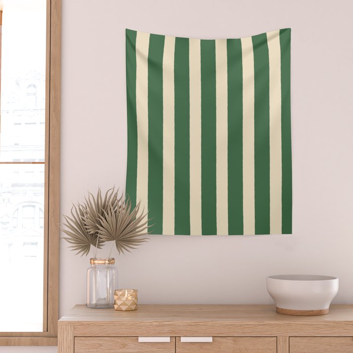 Simple Stripes Pattern - Deep Green Wall Tapestry Gallery Image 2