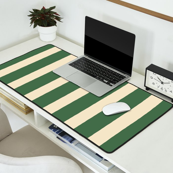 Simple Stripes Pattern - Deep Green Desk Mat Gallery Image 2