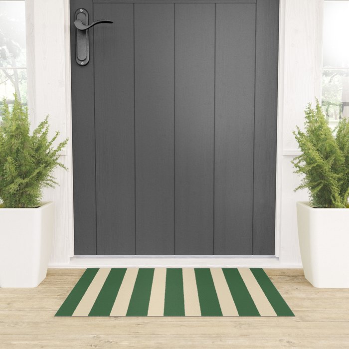 Simple Stripes Pattern - Deep Green Welcome Mat Gallery Image 3