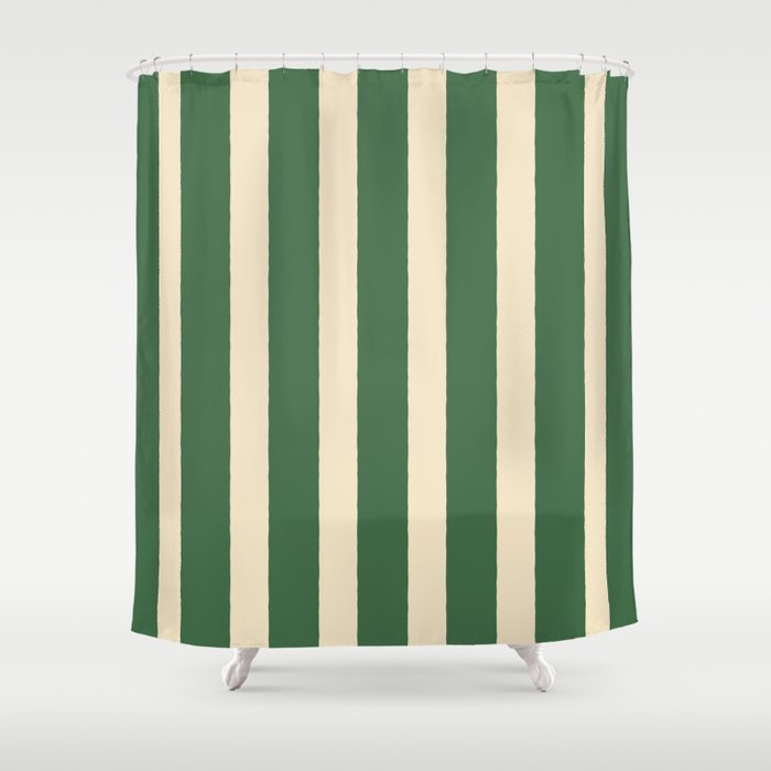 Simple Stripes Pattern - Deep Green Shower Curtain Gallery Image 1