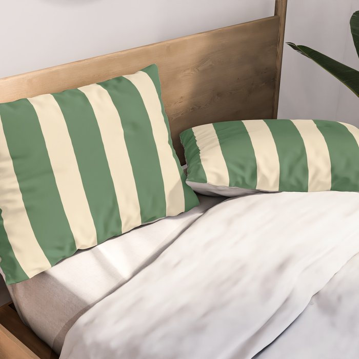 Simple Stripes Pattern - Deep Green Pillow Sham Gallery Image 2