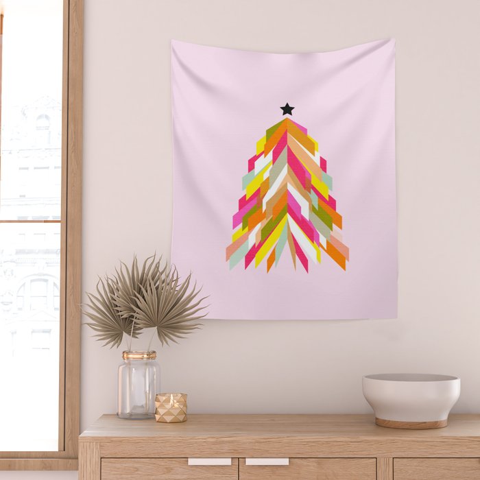 Rainbow Christmas Tree Wall Tapestry Gallery Image 2