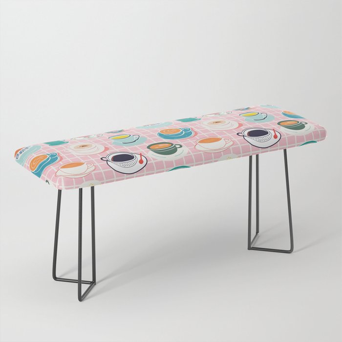 Retro hand drawn coffee tea cup pattern Bench Gallery Image 1