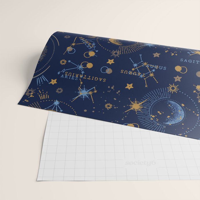 Dark blue zodiac abstract YB Wrapping Paper Gallery Image 2