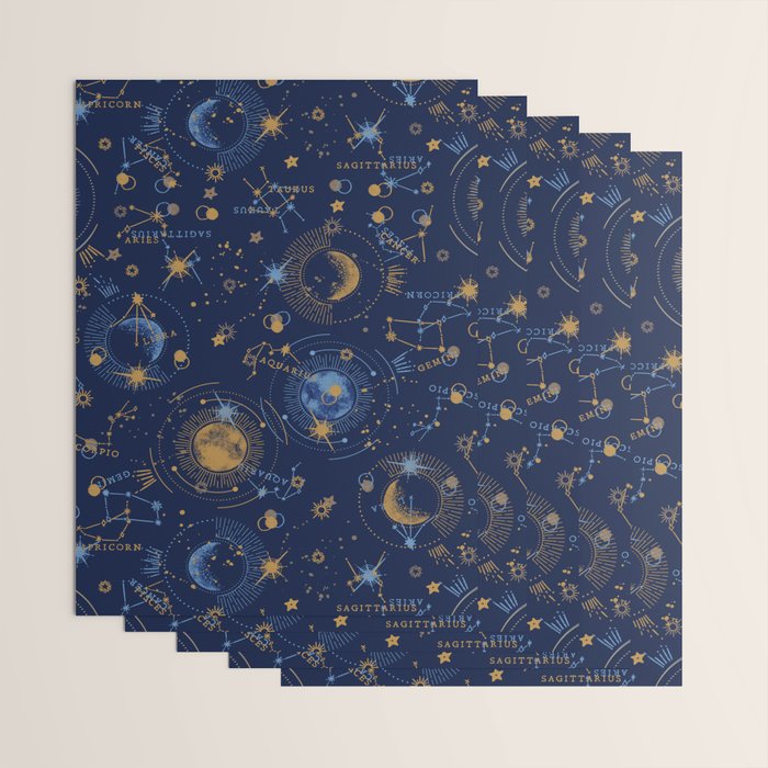 Dark blue zodiac abstract YB Wrapping Paper Gallery Image 3