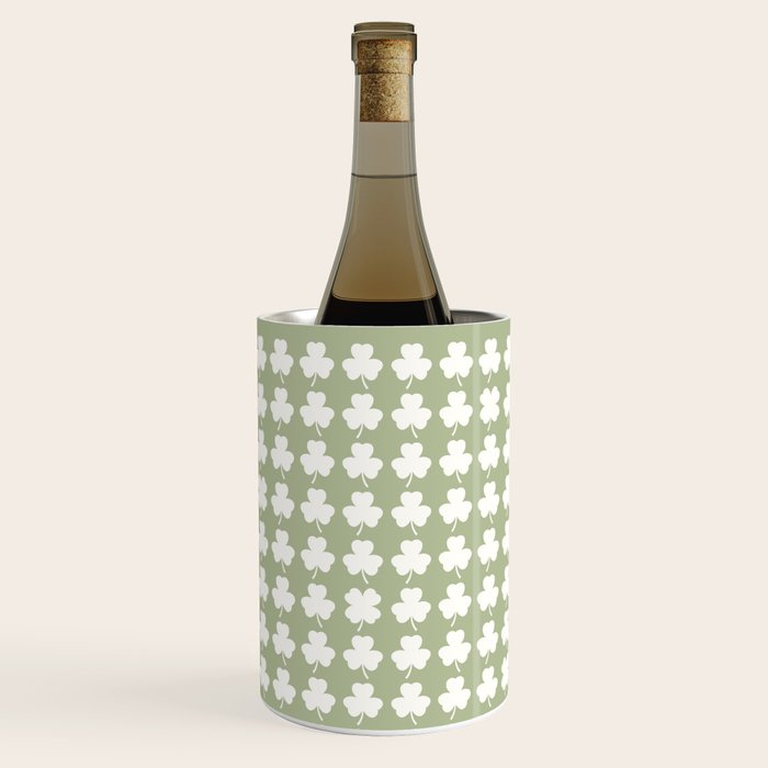 Clovers XXVI Natural Green Botanical Pattern Wine Chiller Gallery Image 2