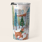 Christmas Dogs in the City Park Travel Mug Gallery Image 3