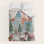 Christmas Dogs in the City Park Duvet Cover Gallery Image 6