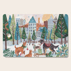 Christmas Dogs in the City Park Cutting Board Gallery Image 1
