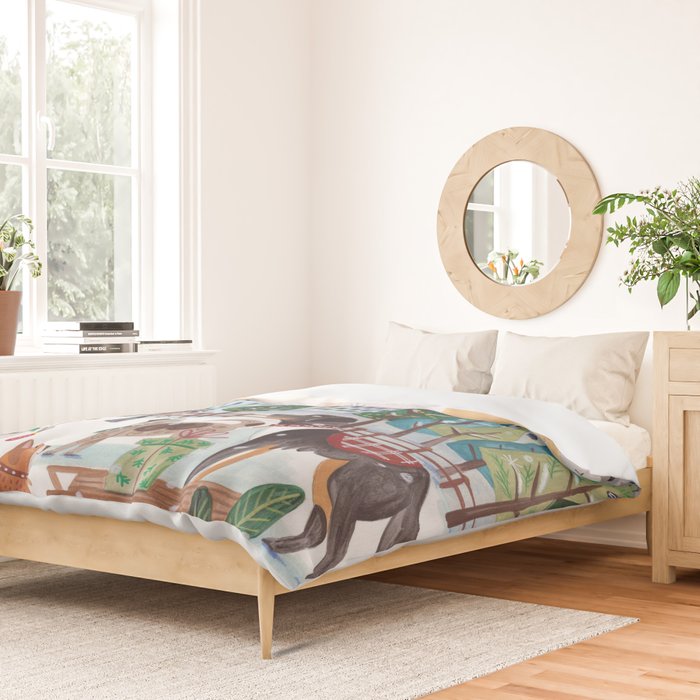 Christmas Dogs in the City Park Duvet Cover Gallery Image 2