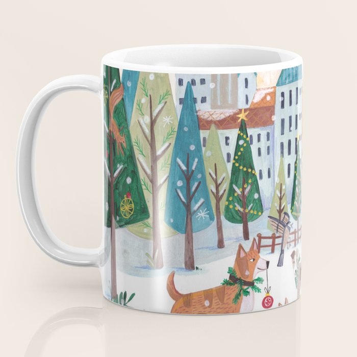Christmas Dogs in the City Park Coffee Mug Gallery Image 3