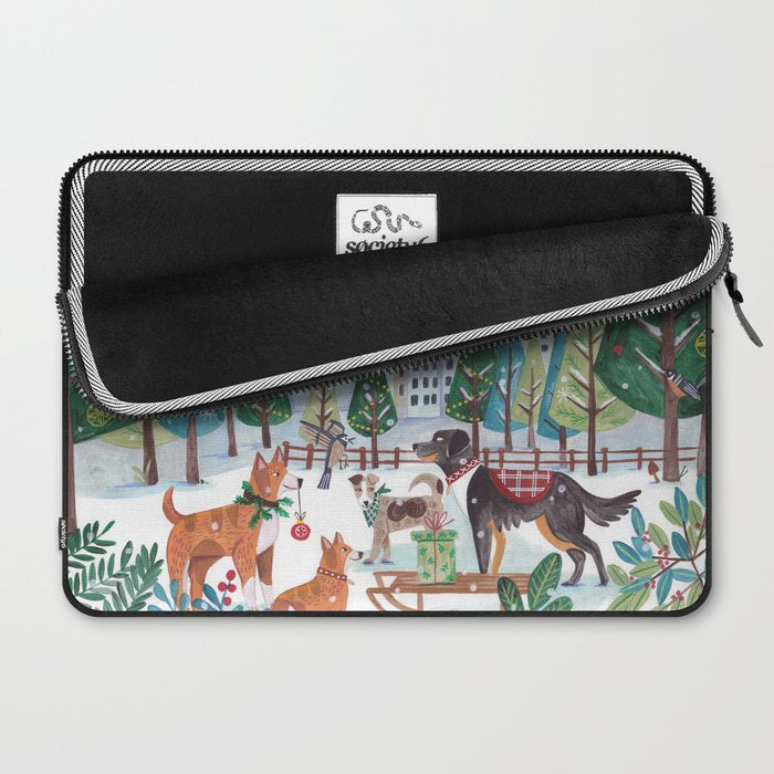 Christmas Dogs in the City Park Laptop Sleeve Gallery Image 2