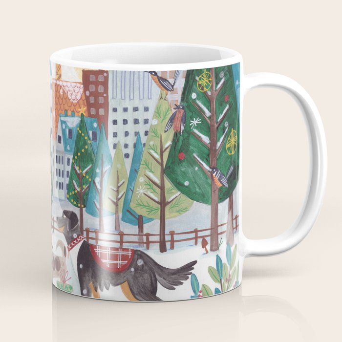 Christmas Dogs in the City Park Coffee Mug Gallery Image 1
