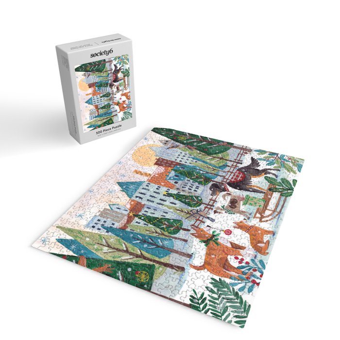 Christmas Dogs in the City Park Jigsaw Puzzle Gallery Image 2