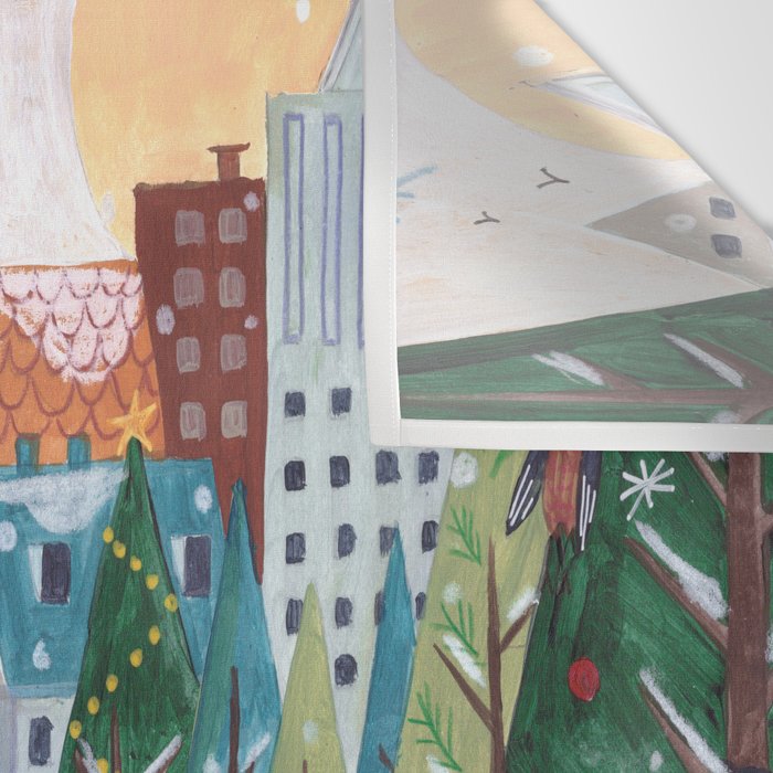 Christmas Dogs in the City Park Wall Tapestry Gallery Image 3