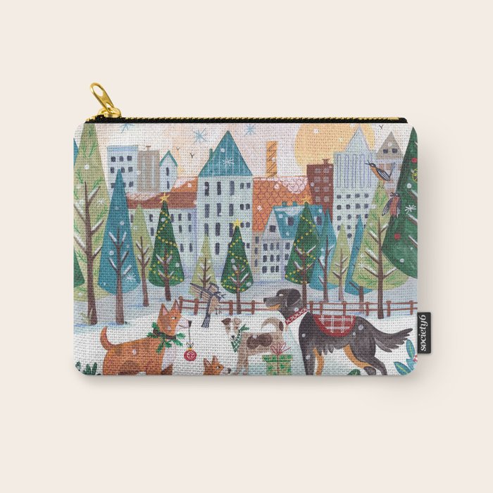 Christmas Dogs in the City Park Carry All Pouch Gallery Image 1