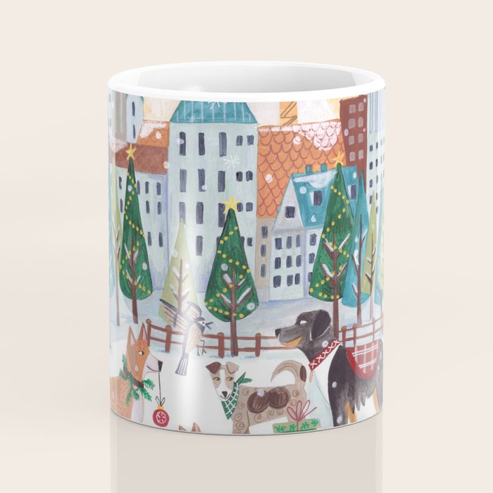 Christmas Dogs in the City Park Coffee Mug Gallery Image 4