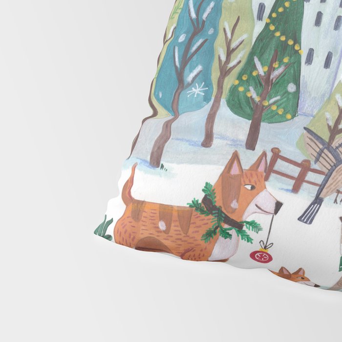 Christmas Dogs in the City Park Pillow Sham Gallery Image 4