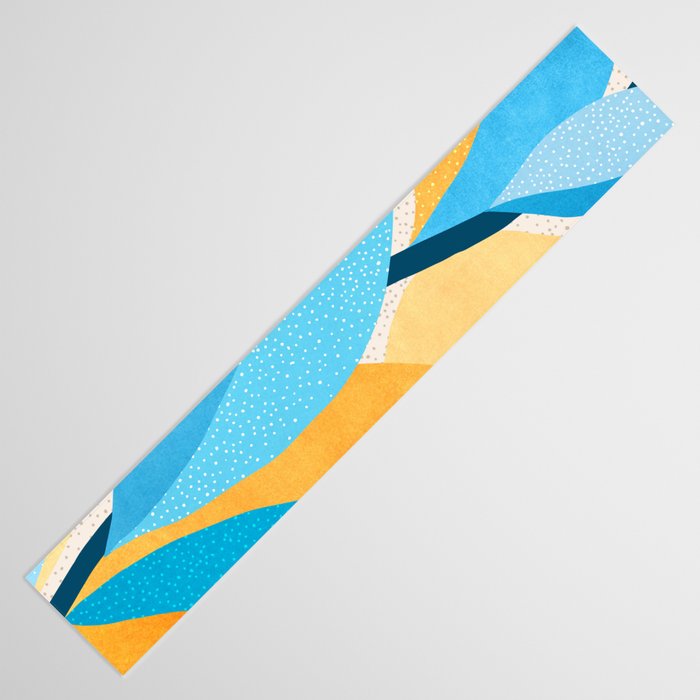 Colorful Blue and Yellow Abstract Botanical Table Runner Gallery Image 3
