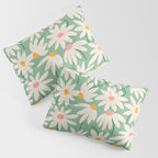 Spring daisies - green Pillow Sham Gallery Image 3