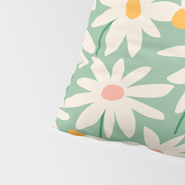 Spring daisies - green Pillow Sham Gallery Image 4