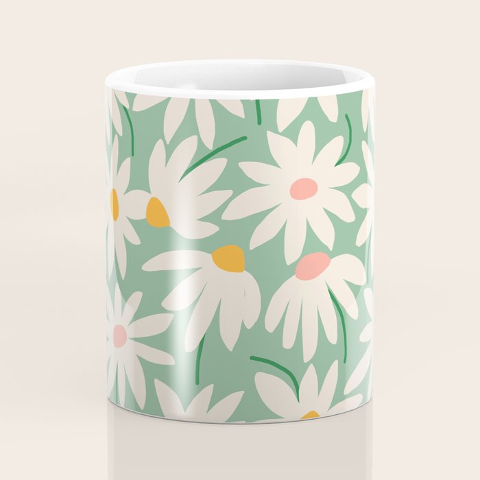 Spring daisies - green Coffee Mug Gallery Image 4