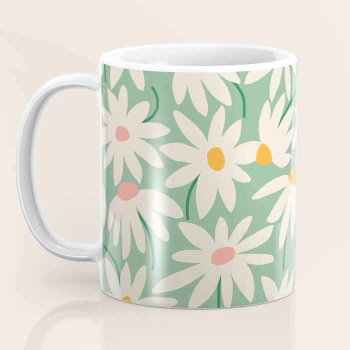Spring daisies - green Coffee Mug Gallery Image 3