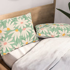 Spring daisies - green Pillow Sham Gallery Image 2