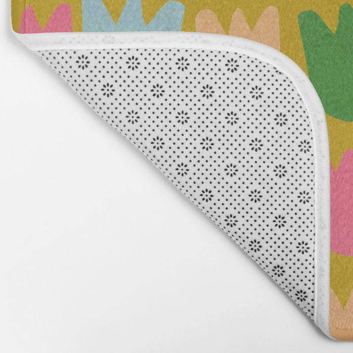 Rows of Tulips in Bloom in Yellow Ochre & Peach Bath Mat Gallery Image 2