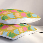 Rows of Tulips in Bloom in Yellow Ochre & Peach Pillow Sham Gallery Image 3