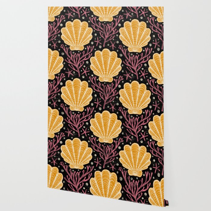 Seashell - marigold and black Wallpaper Gallery Image 2
