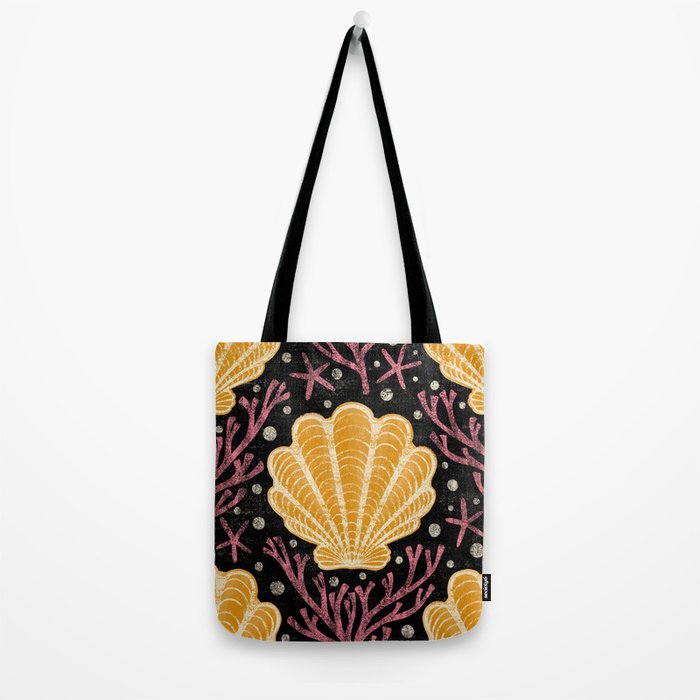Seashell - marigold and black Tote Bag Gallery Image 2
