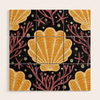 Seashell - marigold and black Wood Wall Art Gallery Image 1