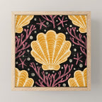 Seashell - marigold and black Mini Art Print Gallery Image 1