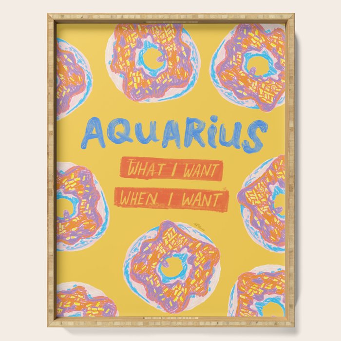 Aquarius Confidence in Buttercup Yellow | Zodiac Series Serving Tray Gallery Image 1