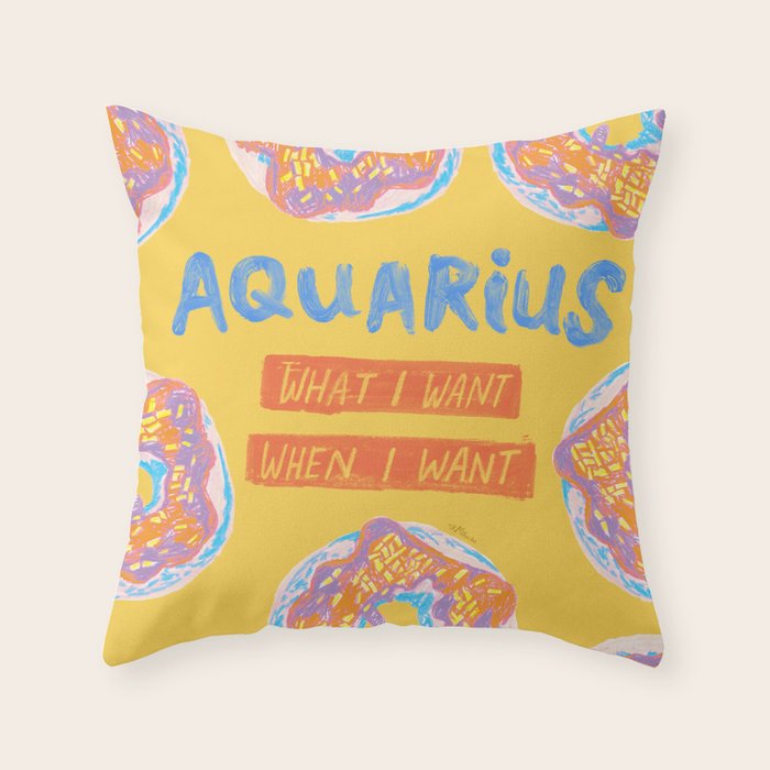 Aquarius Confidence in Buttercup Yellow | Zodiac Series Throw Pillow Gallery Image 1