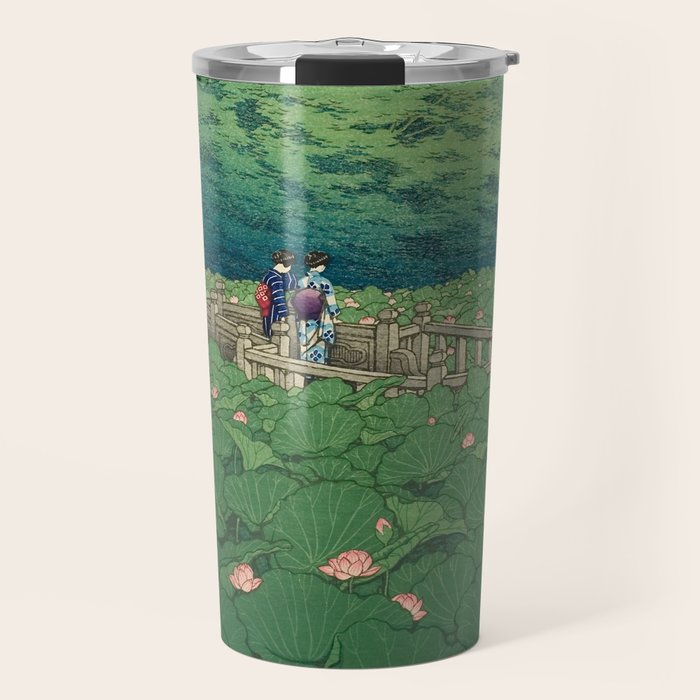 Lotus Pond At Benten Shrine, Shiba By Kawase Hasui - Vintage Japanese Woodblock Print Art Travel Mug Gallery Image 1