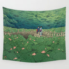 Lotus Pond At Benten Shrine, Shiba By Kawase Hasui - Vintage Japanese Woodblock Print Art Wall Tapestry Gallery Image 4