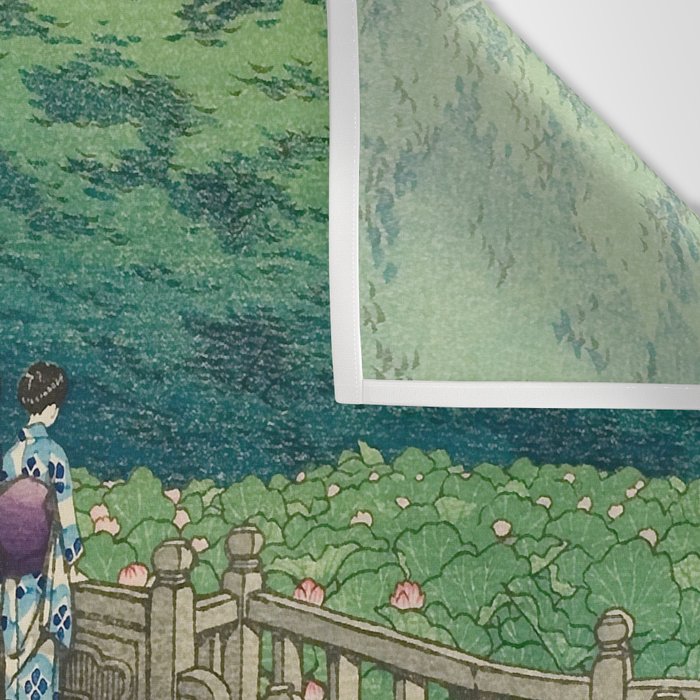 Lotus Pond At Benten Shrine, Shiba By Kawase Hasui - Vintage Japanese Woodblock Print Art Wall Tapestry Gallery Image 3