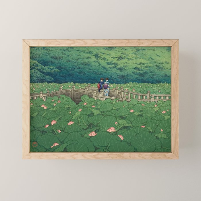 Lotus Pond At Benten Shrine, Shiba By Kawase Hasui - Vintage Japanese Woodblock Print Art Mini Art Print Gallery Image 1