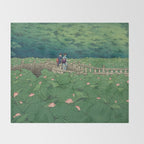 Lotus Pond At Benten Shrine, Shiba By Kawase Hasui - Vintage Japanese Woodblock Print Art Throw Blanket Gallery Image 2