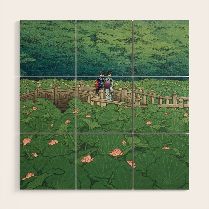 Lotus Pond At Benten Shrine, Shiba By Kawase Hasui - Vintage Japanese Woodblock Print Art Wood Wall Art Gallery Image 1