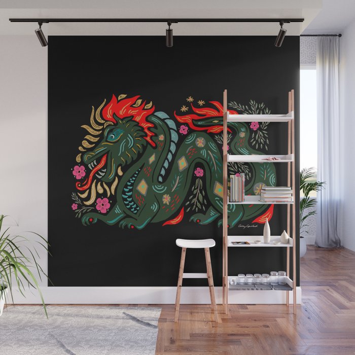 Dragon - Red, Black, Green Wall Mural Gallery Image 1