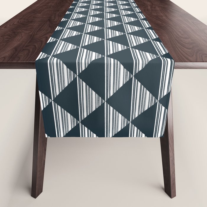 Abstract Tides . Navy Table Runner Gallery Image 1